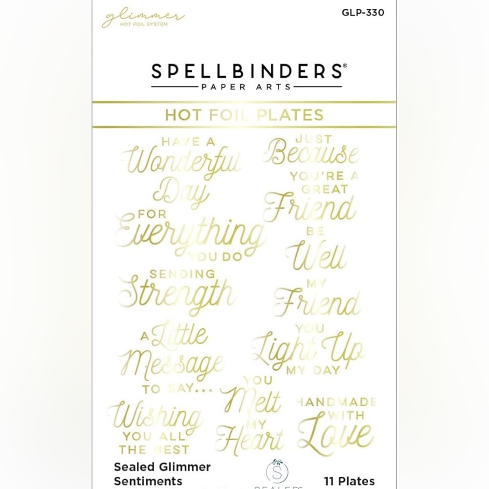 Spellbinders Gold Sentiment Hot Foil Plates - Script Phrases